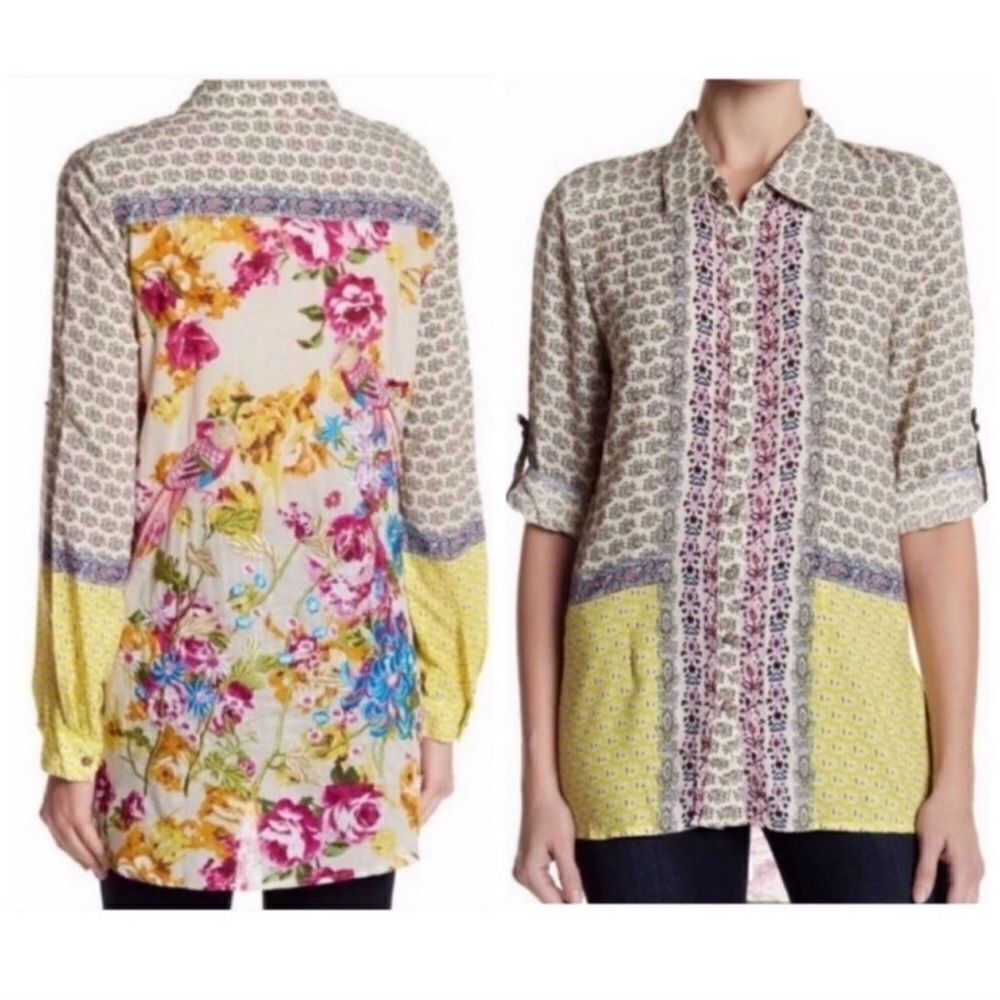 *** Aratta Silent Journey Boho Embroidered Print Top Size S (D)